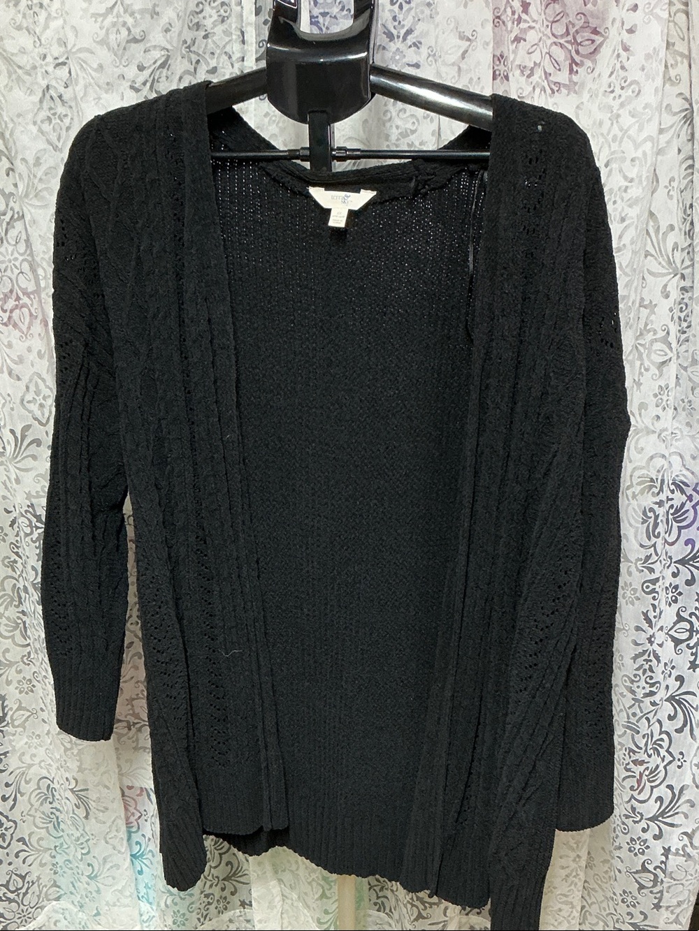 🟤 Terra & Sky Black Open-Front Cable Cardigan 2X